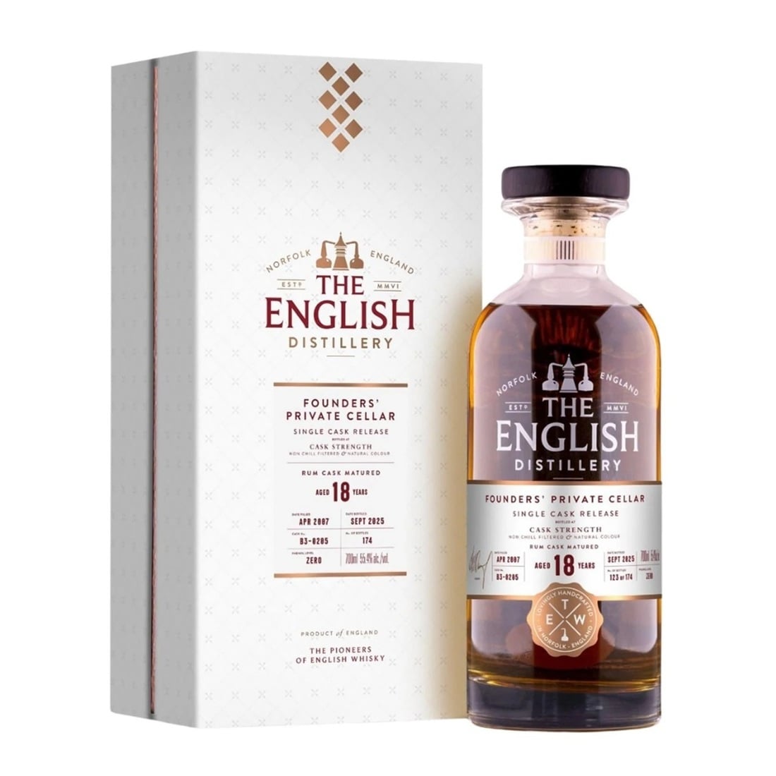 The English Distillery, 18 Years Old, Founders Private Cellar Rum Cask, Single Malt Whisky